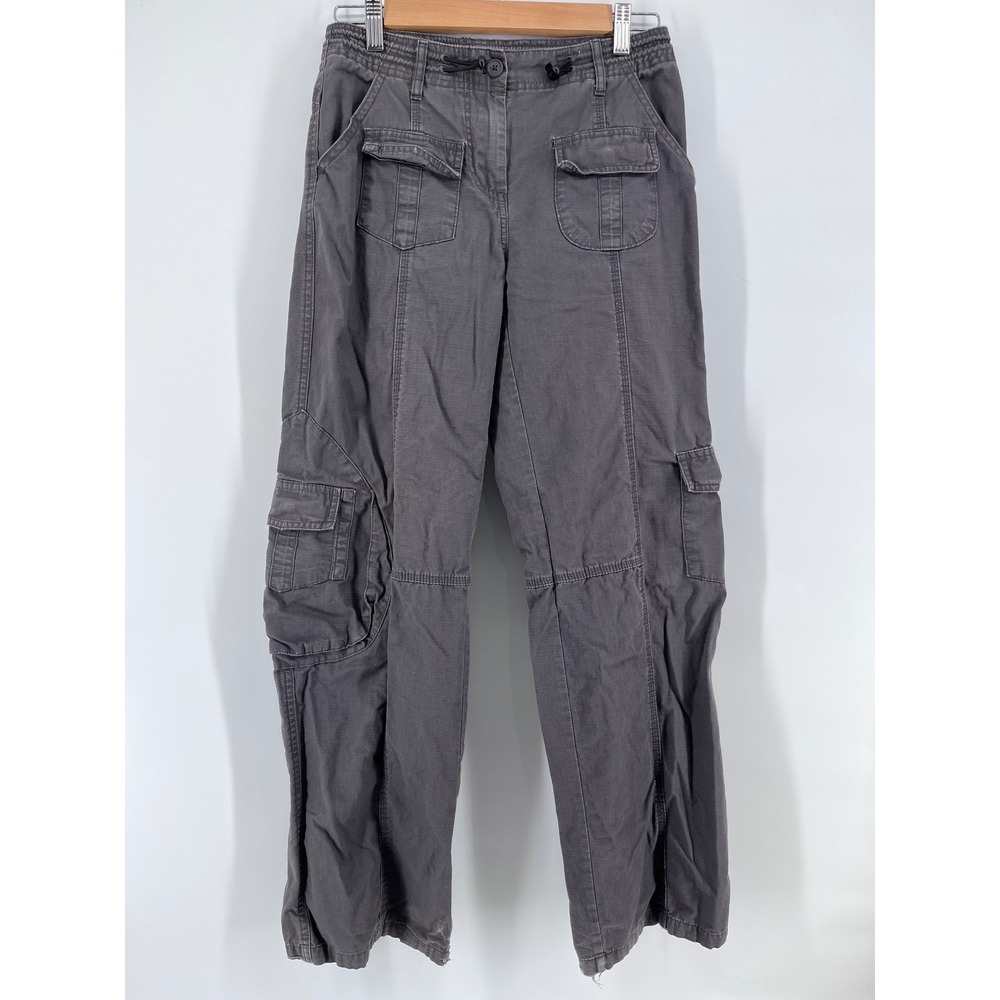 Brandy Melville Cargo Pants Women Gray Elastic Waist Utility Streetwear Basic